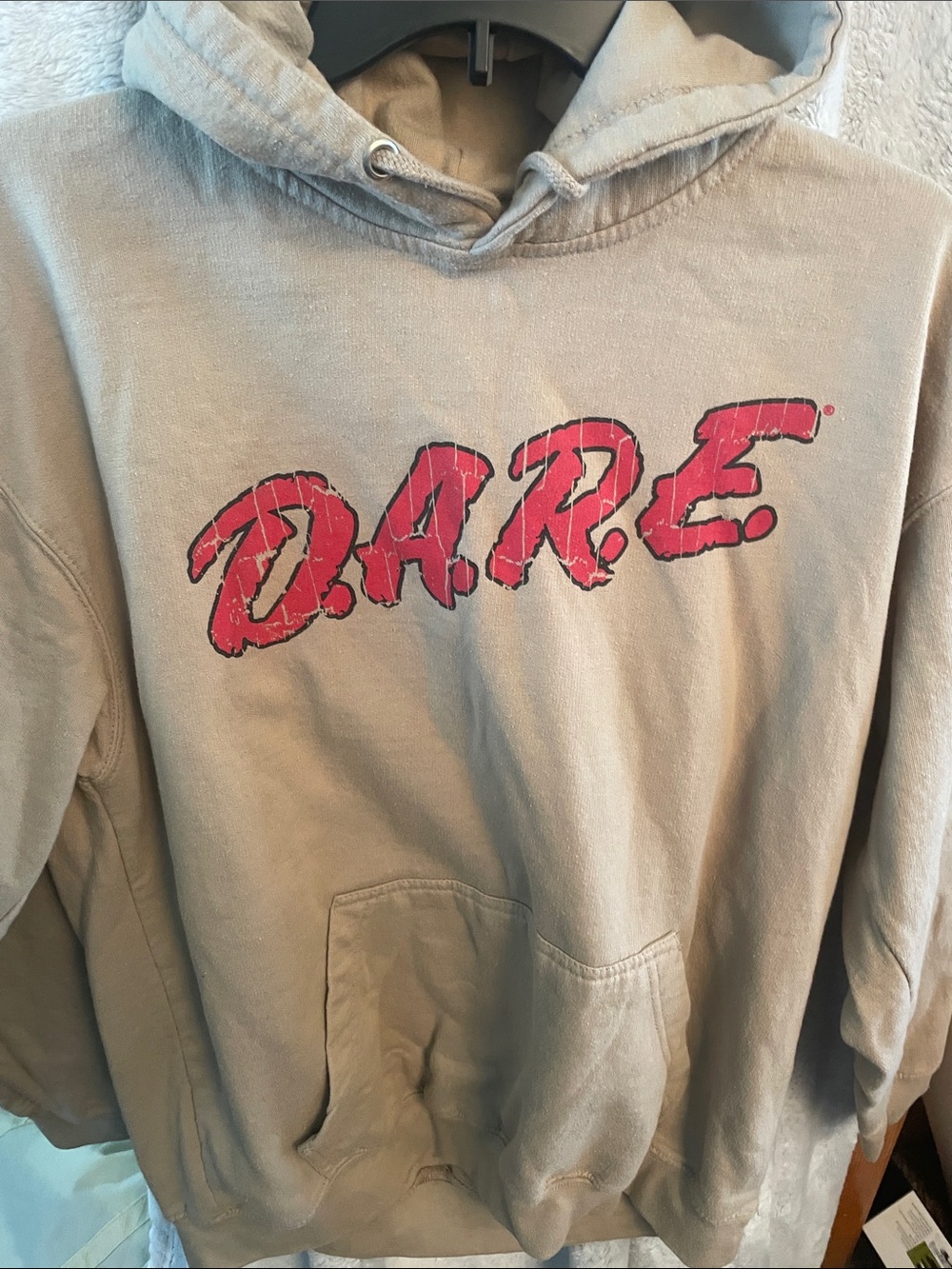 D.A.R.E. Men's Khaki Hoodie with Red Logo